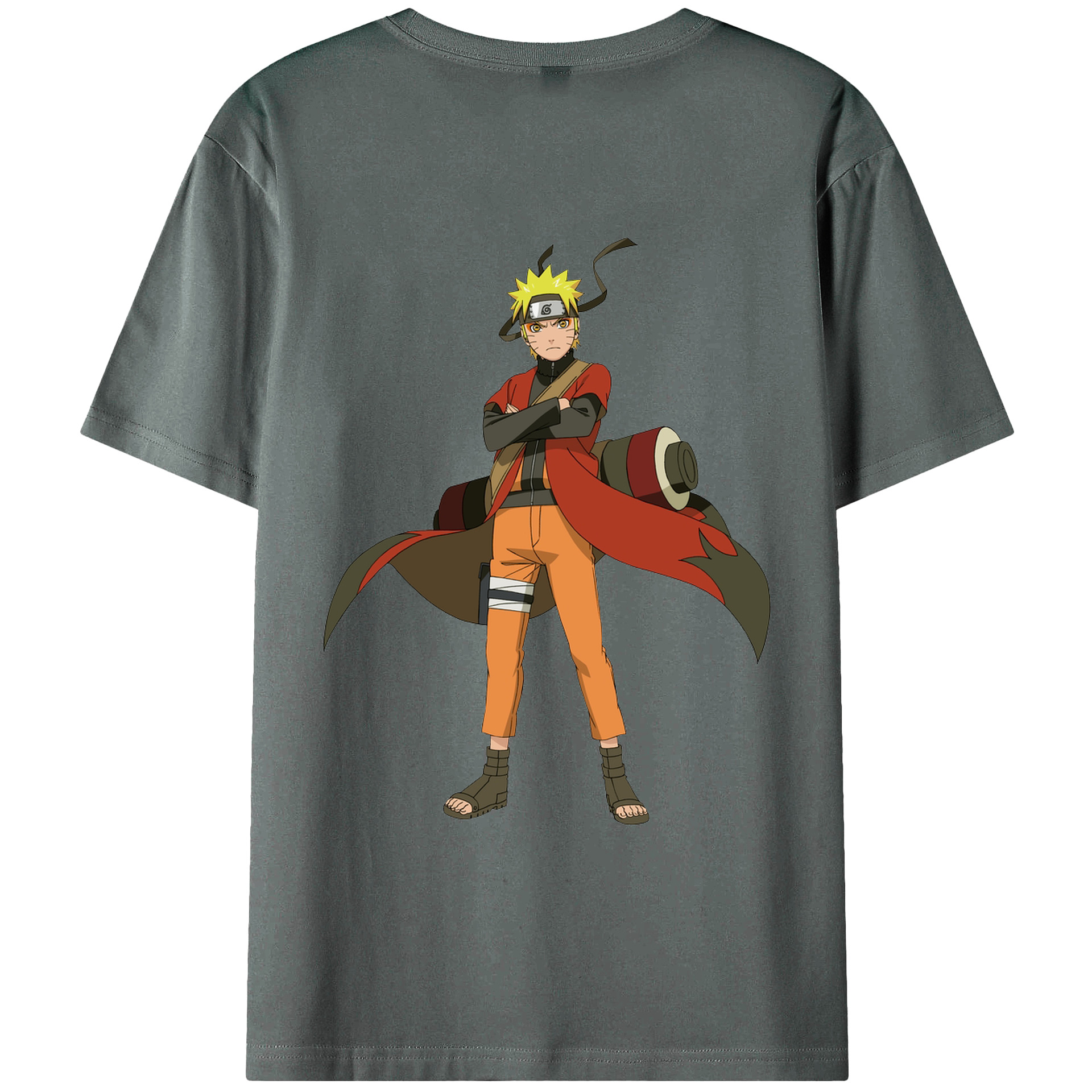 （画像用） NARUTO -ナルト- うずまき ナルト Uzumaki Naruto 綿100％ メンズ半袖Tシャツ（バックプリント） 通気性